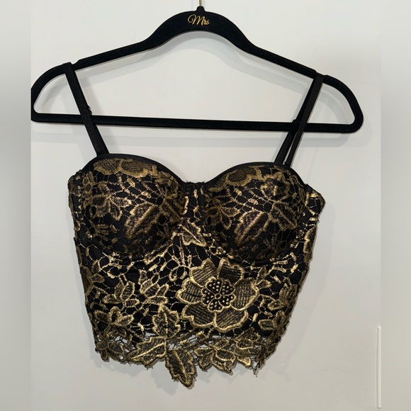 Gold Embellished Bebe Corset Top S - Picture 1 of 4
